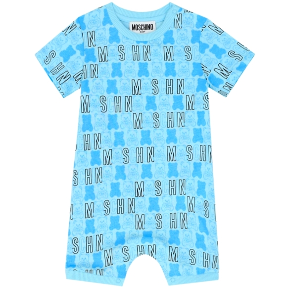 Moschino Other - NWT$200 Moschino Baby Boys Blue Logo Romper Sz 1-3 Month